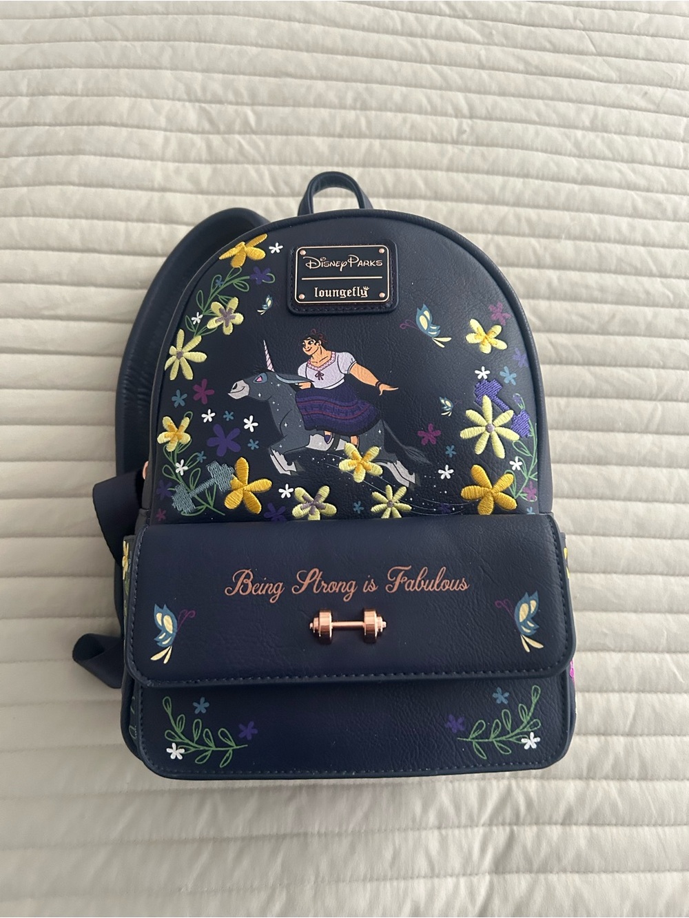 Loungefly Navy Floral 'Being Strong is Fabulous' Mini Backpack